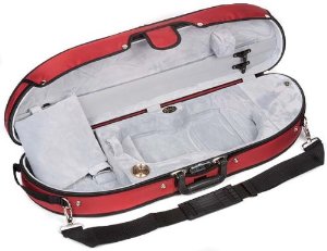 Bobelock Half Moon Puffy 1047P 4/4 Violin Case with Red Exterior and Grey Interior
